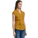 Pixel Art Mushroom Pattern Women s Cap Sleeve Mandarin Collar Waist Tie Blouse View3