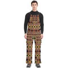 Colorful Geometric Pattern Design Men s Side Zip Front Pouch Ski And Snowboard Bib Pants	