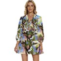 Springtime Pear Tree Blossoms V-Neck Placket Mini Dress View1