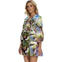 Springtime Pear Tree Blossoms V-Neck Placket Mini Dress View2