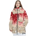 Abstract, Christmas, Glittery, Gold, Red Women s Multi Pockets Zip Ski and Snowboard Waterproof Breathable Jacket View1
