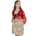 Abstract, Christmas, Glittery, Gold, Red Open Front 3/4 Sleeve Batwing Chiffon Cardigan Kimono View2