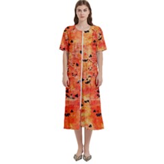Carved Pumpkin Faces Women s Cotton Short Sleeve Nightgown