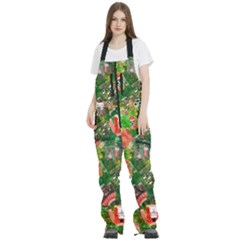 Christmas Ugly Sweater, Adoxali, Christmas, December, Santa Women s Front Zip Ski And Snowboard Bib Pants