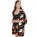 Cool Halloween Ghosts, Adoxali, Autumn Open Front 3/4 Sleeve Batwing Chiffon Cardigan Kimono View2