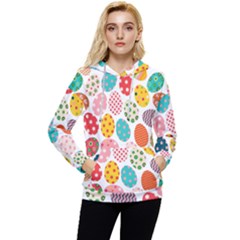 Easter Eggs Pattern, Easter Women s Lightweight Drawstring Hoodie