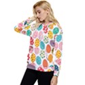 Easter Eggs Pattern, Easter Women s Lightweight Drawstring Hoodie View2