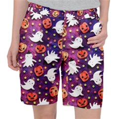 Fun Halloween Ghosts, Adoxali, Fun, Halloween Women s Pocket Shorts