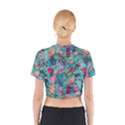 Pink On Blue Leaves Cotton Crop Top View2