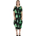 Green Christmas Trees, Adoxali, Scandinavian Cold Shoulder Loose Fit Dress With Pockets View1