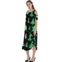Green Christmas Trees, Adoxali, Scandinavian Cold Shoulder Loose Fit Dress With Pockets View2