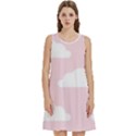 Clouds Pink Pattern Round Neck Sleeve Casual Dress With Pockets View1