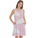 Clouds Pink Pattern Round Neck Sleeve Casual Dress With Pockets View2