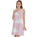 Clouds Pink Pattern Round Neck Sleeve Casual Dress With Pockets View3