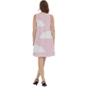 Clouds Pink Pattern Round Neck Sleeve Casual Dress With Pockets View4