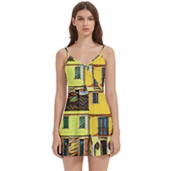 Colorful Venice Homes - Venezia, Italy Body Wrap Sleeveless V-neck Mini Dress