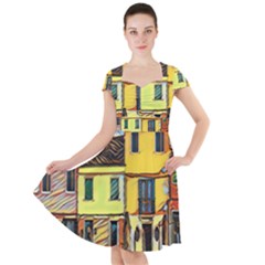 Colorful Venice Homes - Venezia, Italy Cap Sleeve Midi Dress With Pockets
