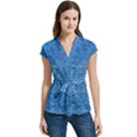 Blue Denim jeans like Women s Cap Sleeve Mandarin Collar Waist Tie Blouse View1