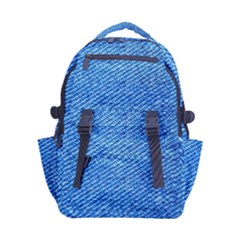 Blue Denim Jeans Like Carry-on Double Buckle Travel Backpack