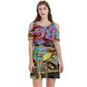 Carnival Mask - Venetian Mask - Italy Vintage Women s Cold Shoulder Round Neck Mini Dress View1