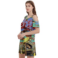 Carnival Mask - Venetian Mask - Italy Vintage Women s Cold Shoulder Round Neck Mini Dress