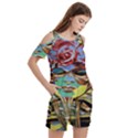 Carnival Mask - Venetian Mask - Italy Vintage Women s Cold Shoulder Round Neck Mini Dress View3