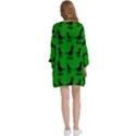 Dinos on a green background Open Front 3/4 Sleeve Batwing Chiffon Cardigan Kimono View4