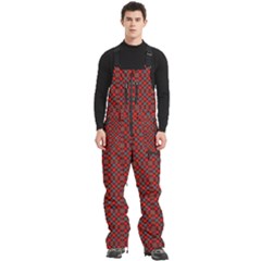Red Diagonal Plaids Men s Front Zip Ski And Snowboard Bib Pants