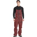 Red Diagonal Plaids Men s Front Zip Ski And Snowboard Bib Pants View3