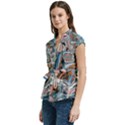 Blue islands Women s Cap Sleeve Mandarin Collar Waist Tie Blouse View2