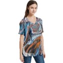 Blue islands V-Neck Split Shoulder Casual T-Shirt View3