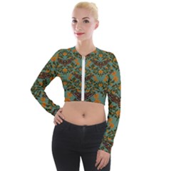 Day Of The Death Moth Long Sleeve Cropped Velvet Jacket