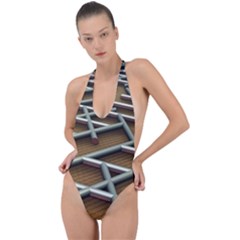 Expression Of Structure Backless Halter One Piece Swimsuit
