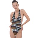 Expression Of Structure Backless Halter One Piece Swimsuit View1