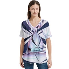 Vanilla Dream V-neck Split Shoulder Casual T-shirt