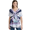 Vanilla Dream V-Neck Split Shoulder Casual T-Shirt View1