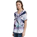 Vanilla Dream V-Neck Split Shoulder Casual T-Shirt View2