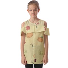 Halloween Fall Pattern Fold Over Open Sleeve Top