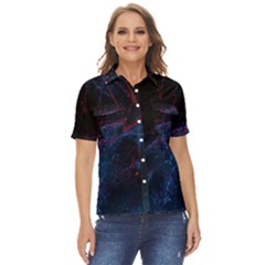 Abstract Feathers Women s Short Sleeve Double Pocket Shirt