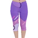 Colorful Labstract Wallpaper Theme Velvet Capri Leggings  View1