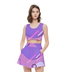 Colorful Labstract Wallpaper Theme Women s Crop Top Pleated Skater Rave Skirt