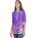 Colorful Labstract Wallpaper Theme Women s Zip Front V-Neck 3/4 Sleeve Casual Top Pocket Shirt View2