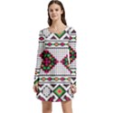 Ukrainian Folk Seamless Pattern Ethnic Ornament Border Element Traditional Long Sleeve Velour Skater Dress View1