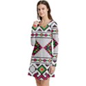Ukrainian Folk Seamless Pattern Ethnic Ornament Border Element Traditional Long Sleeve Velour Skater Dress View2