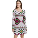 Ukrainian Folk Seamless Pattern Ethnic Ornament Border Element Traditional Long Sleeve Velour Skater Dress View3