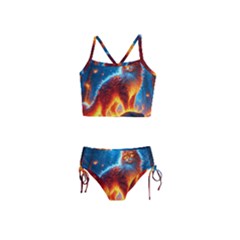Enchanted Fire Feline Girls  Tankini Swimsuit