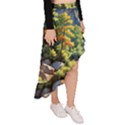 Serene Mountain Waterfall Landscape Asymmetrical Ruffle Hem Skirt  View3