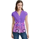 Colorful Labstract Wallpaper Theme Women s Cap Sleeve Mandarin Collar Waist Tie Blouse View1