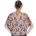 Leaves Pattern Teal Seamless Fall Batwing Chiffon Blouse View2