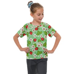 Strawberries Pattern Seamless Kids  Mesh Piece T-shirt